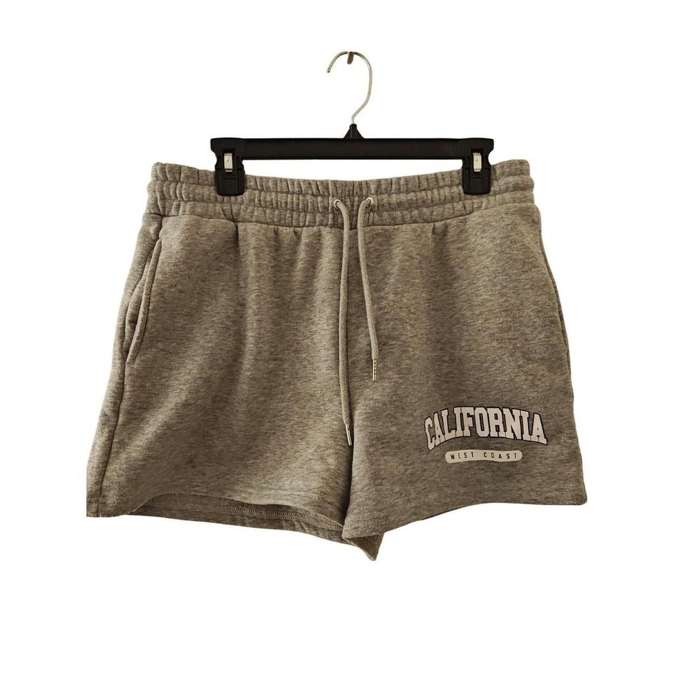 Sweat Shorts Heather Grey California West Coast‎ Graphic Fleece Drawstring XL